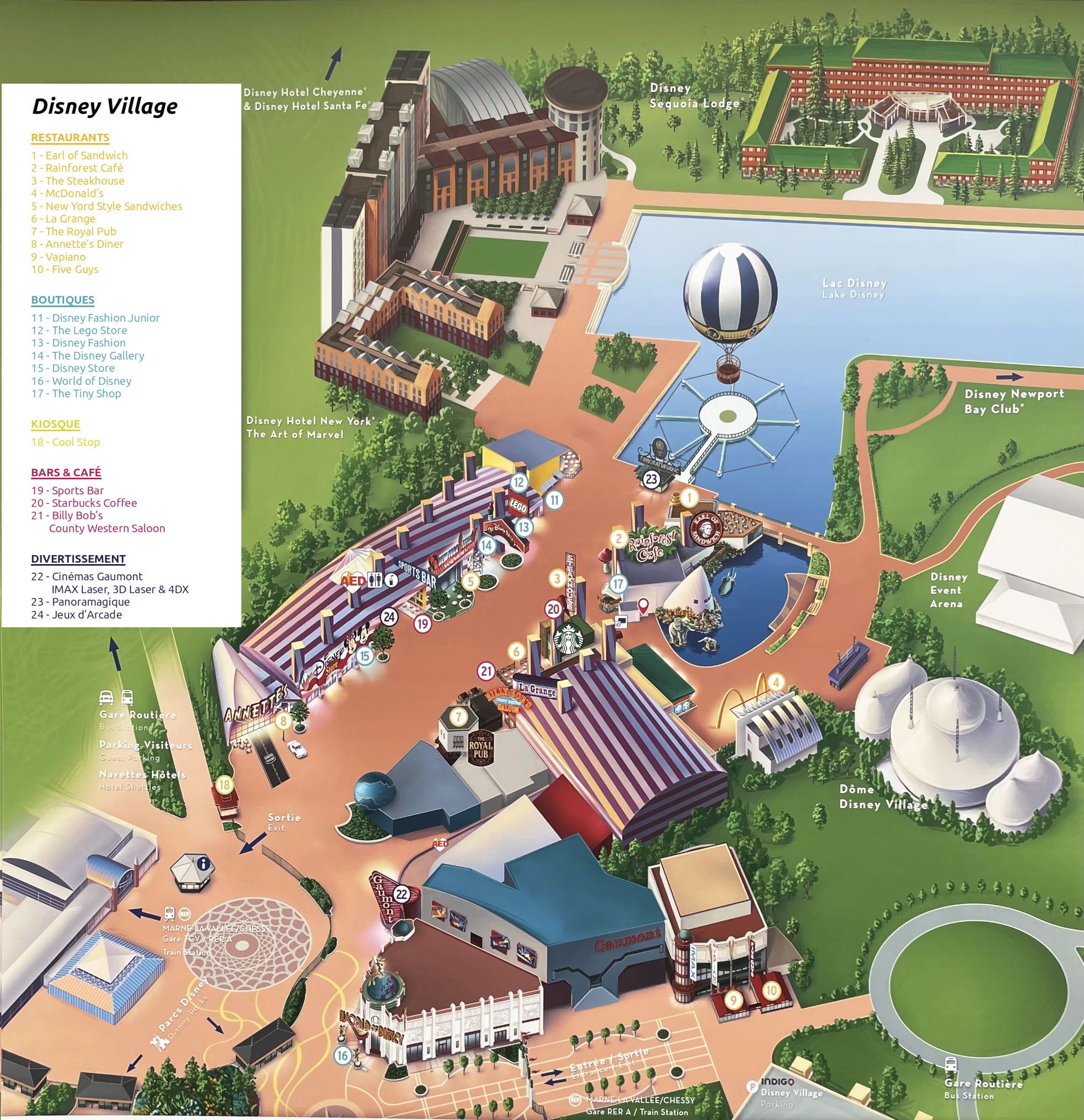 plan du parc disney village à disneyland paris
